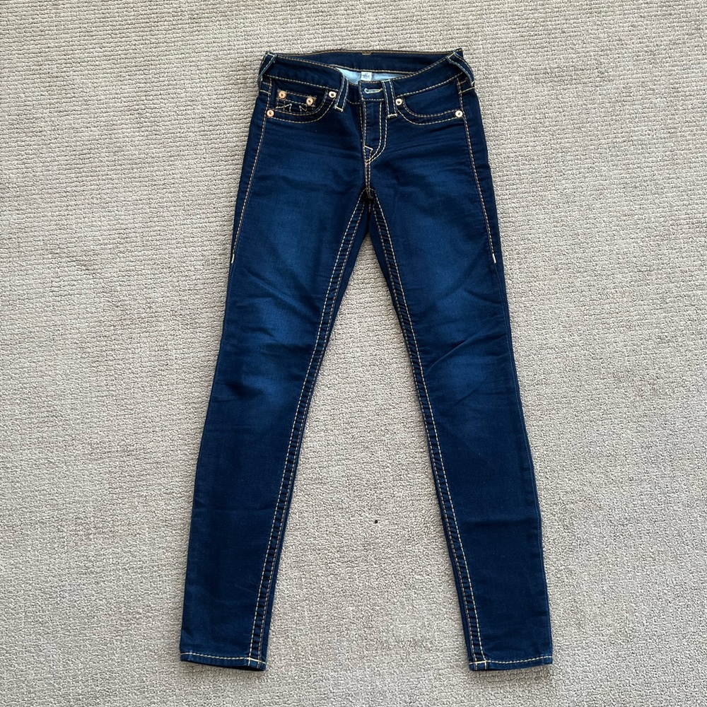True Religion Contrast Stitch Legging Jeans Size 27